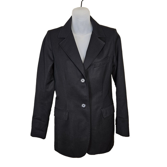 SMYTHE Blazer Designer Jacket Size 4 Small Satin Wool Black Business Casual Work - Picture 1 of 13